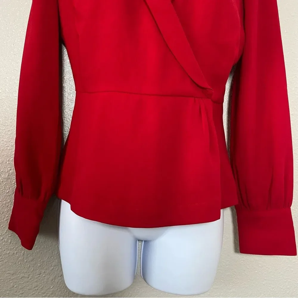 J. Crew Bold Red Valentine's Day Date Night Old Money Preppy Modest Blouse Sz 2‎